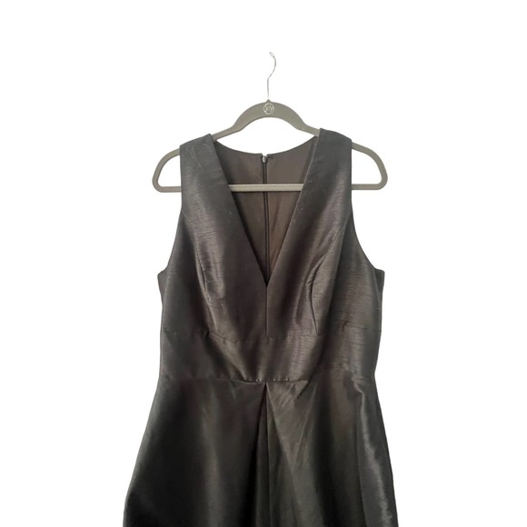 Deep Vneck raw silk black gown pockets size 18 plus size elegance - Picture 2 of 12